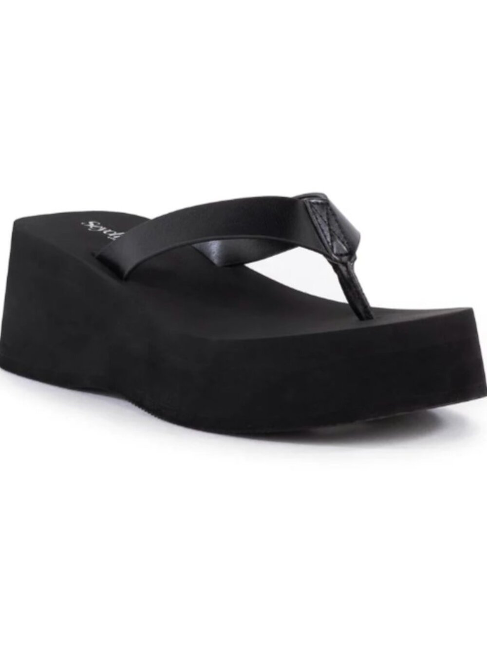 Seychelles Skyscraper Black Flatform Thong Slide Sandals - Picture 6 of 10